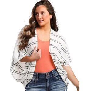 Daytrip Black and White Striped Poncho